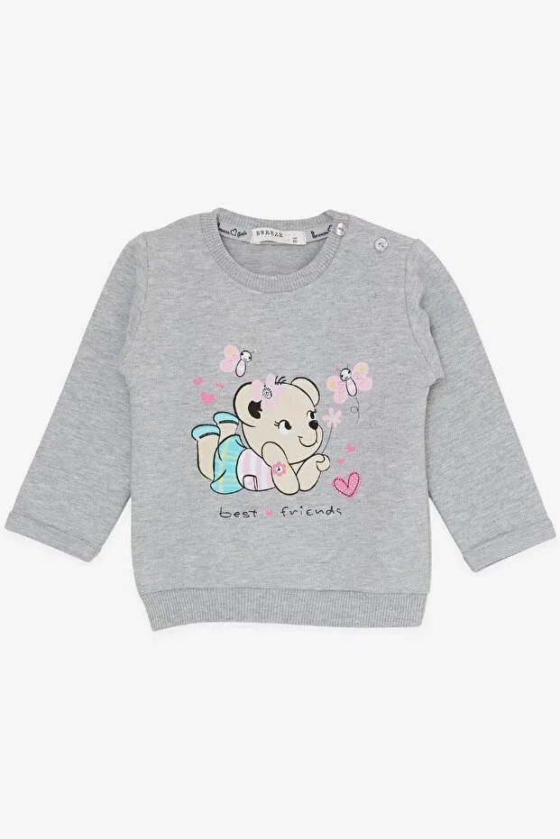 Детский комплект спортивного костюма для девочек с принтом Breeze, Light Gray Melange — фото 3
