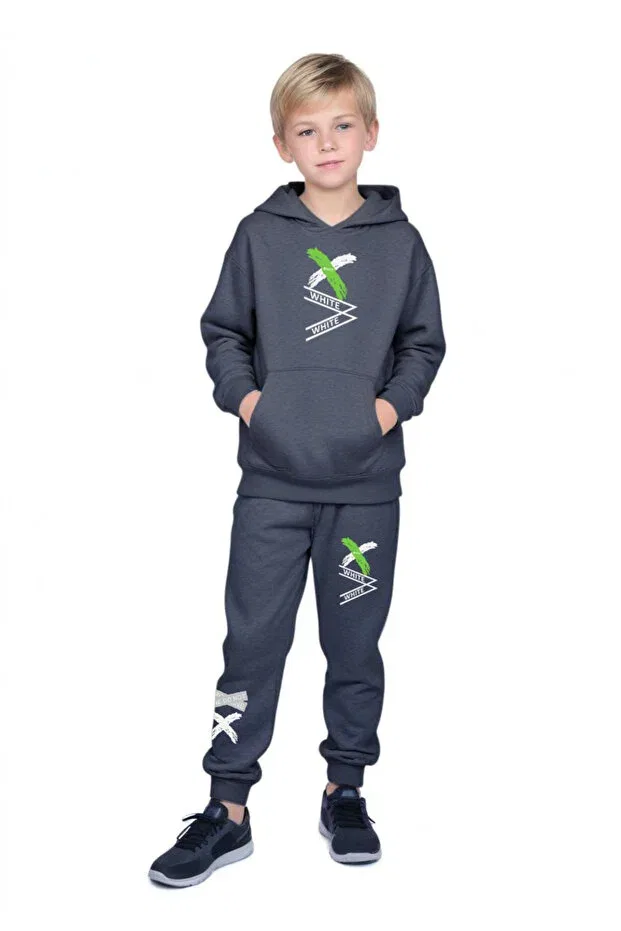 Детский комплект спортивного костюма для мальчиков с принтом Fyk Kids, Smoke Grey