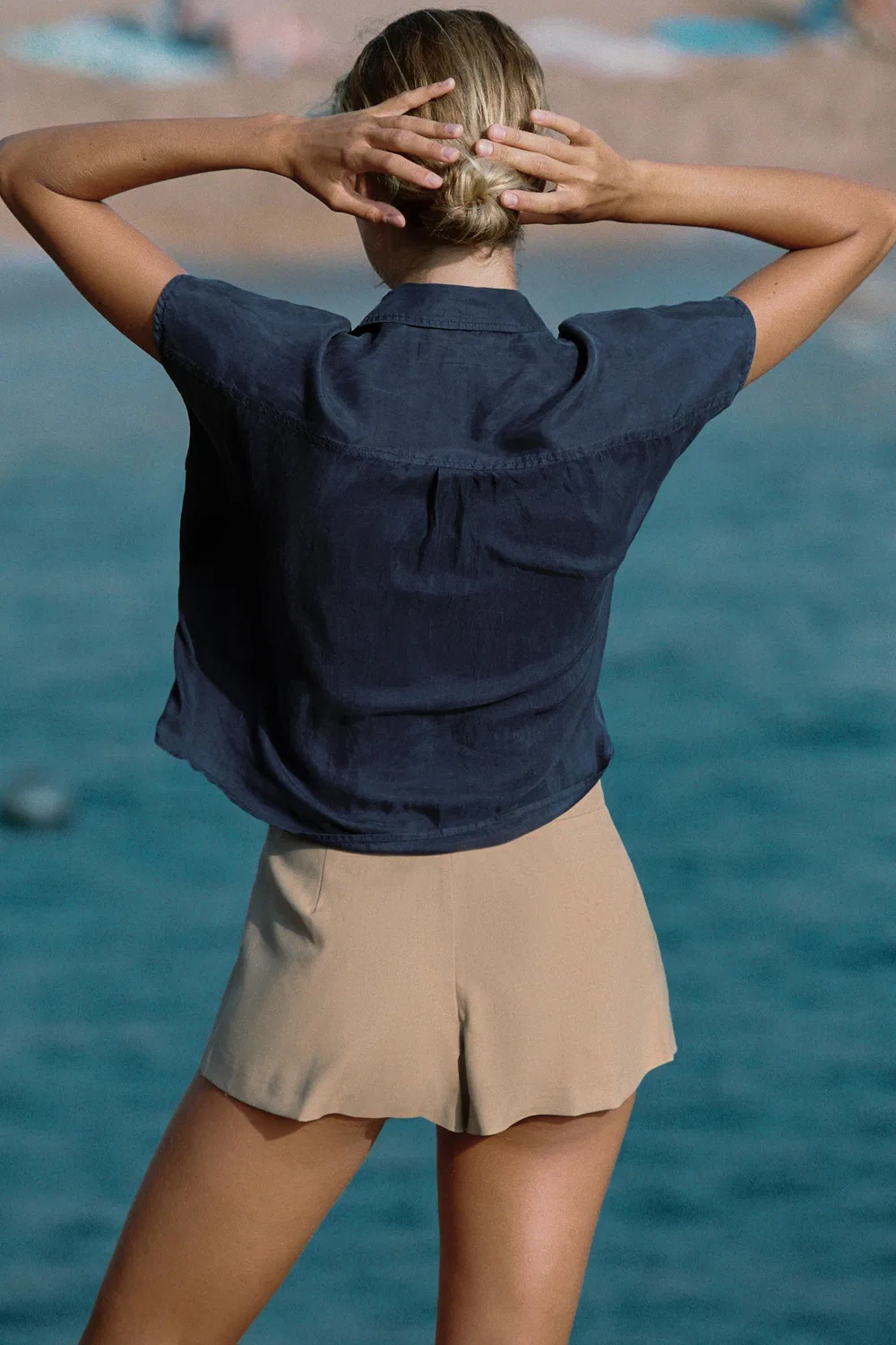 Свободная, развевающаяся рубашка ZARA, Navy blue — фото 4