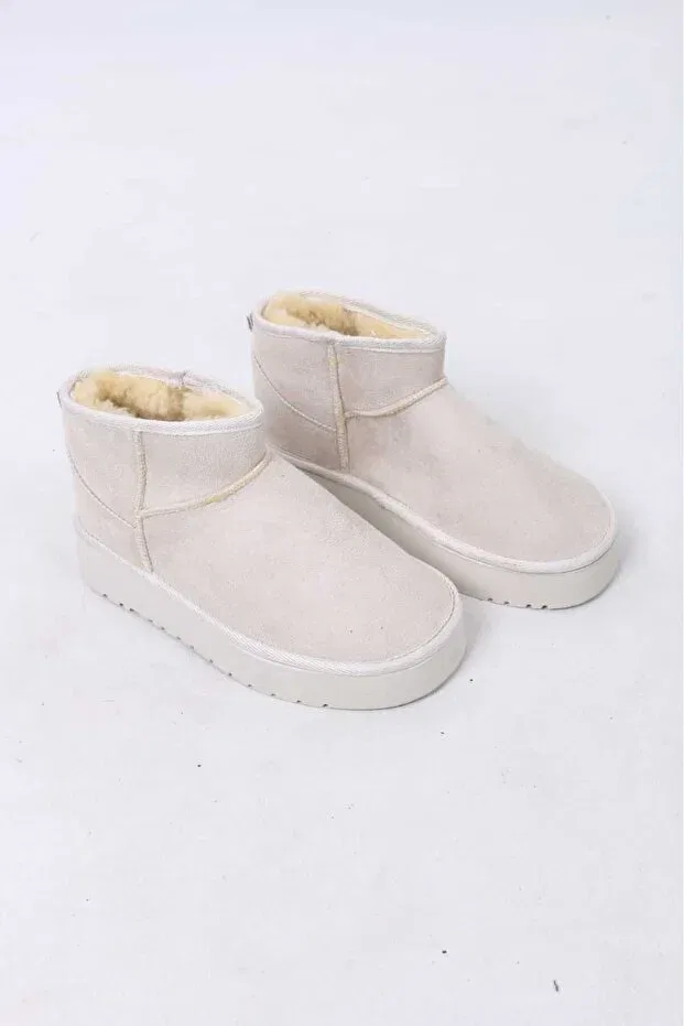 Женские ботинки на плоской подошве с мехом внутри Nubbock, Nude Color — фото 2