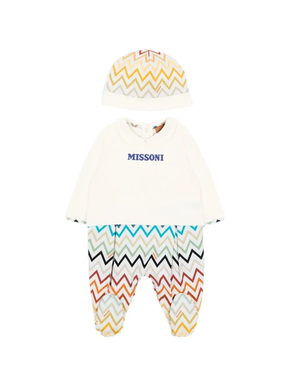 Набор пижам с зигзагообразным принтом Missoni Kids, бежевый
