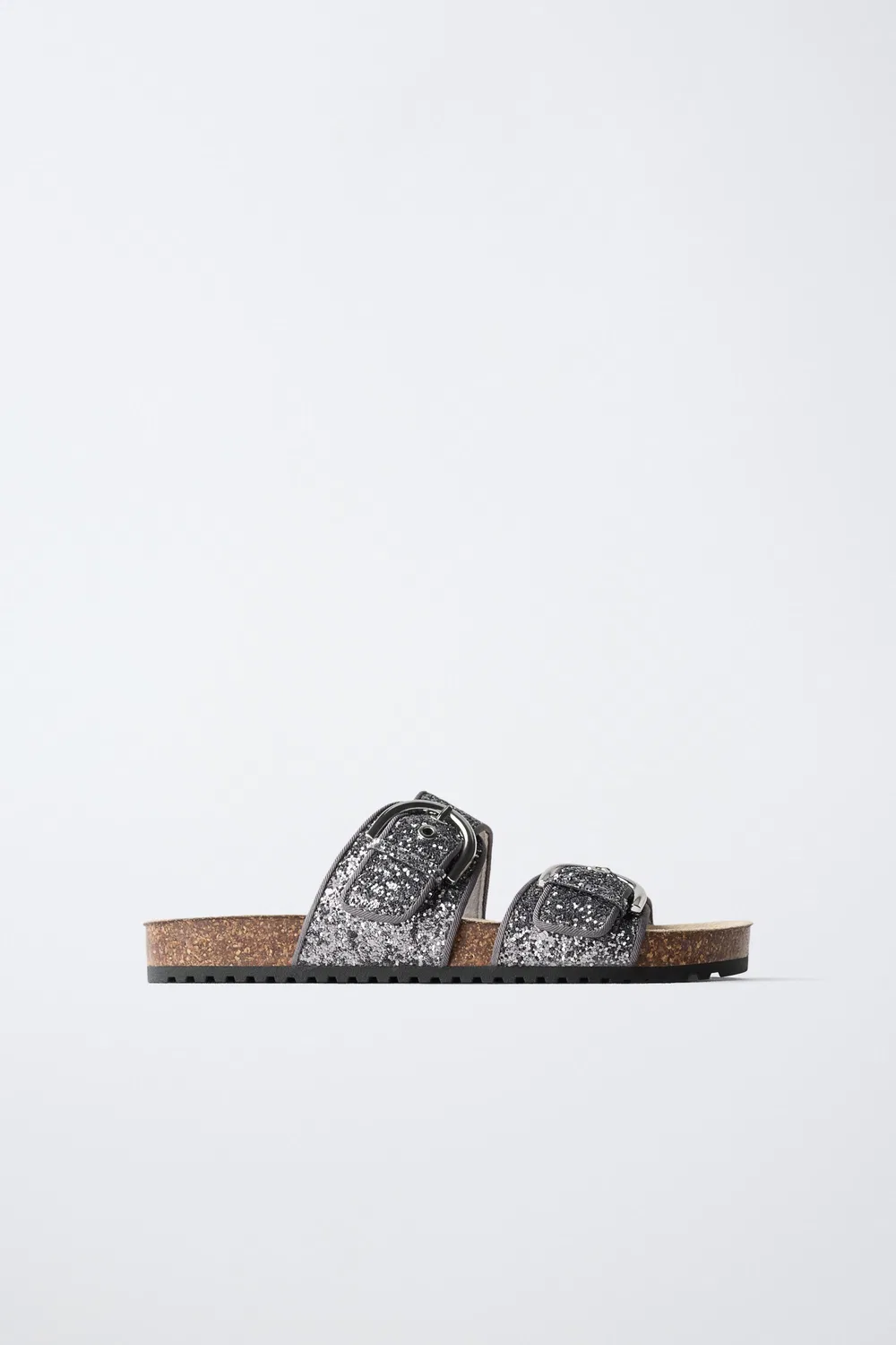 Сандалии с блестками и пряжками ZARA, Silver