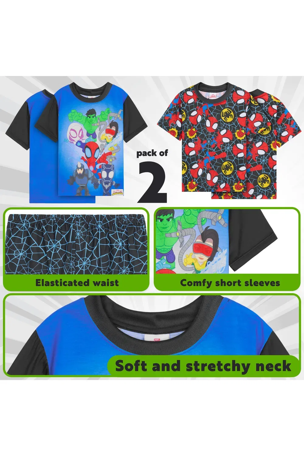 Пижама детская Marvel Spidey 2 Pack Short Pyjama Set, мультиколор — фото 4