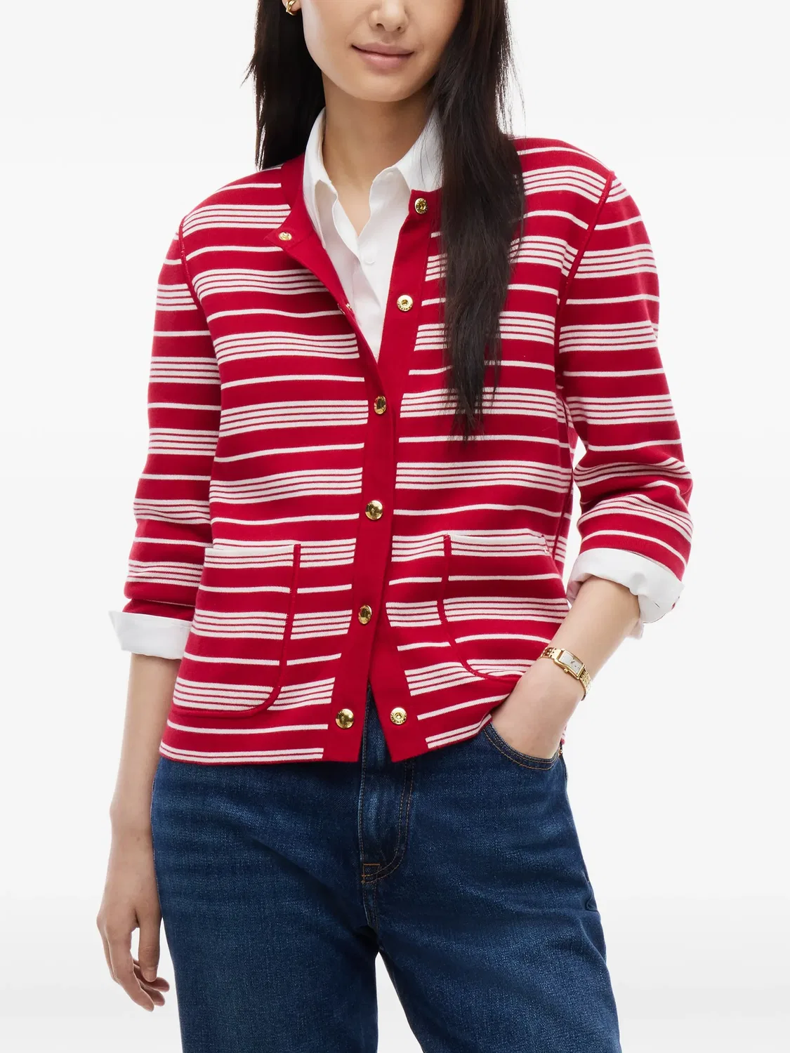 Двусторонний кардиган в полоску Tommy Hilfiger, красный — фото 3