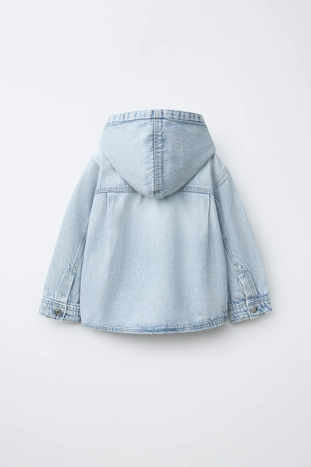 Джинсовая рубашка с капюшоном ZARA, Light Blue — фото 2