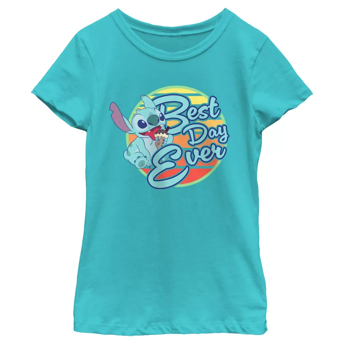 Детское футболка с принтом Best Day Ever Stitch Lilo & Stitch, Tahiti Blue