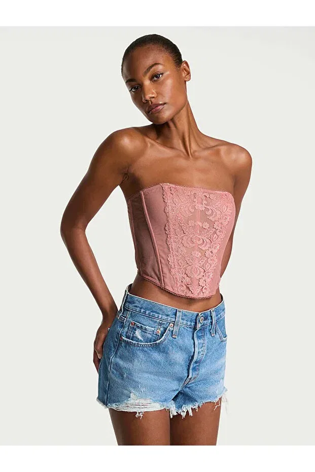 Женское бюстье без бретелек с принтом Vintage Blossom Victoria'S Secret, Nostalgic Pembe