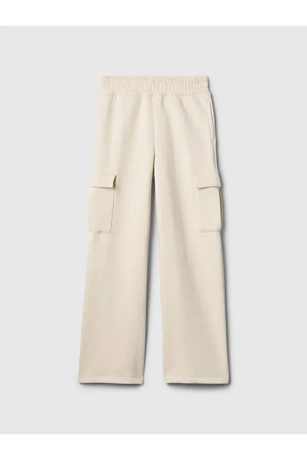 Детские спортивные штаны для девочек с широкой штаниной Gap, Off White — фото 2