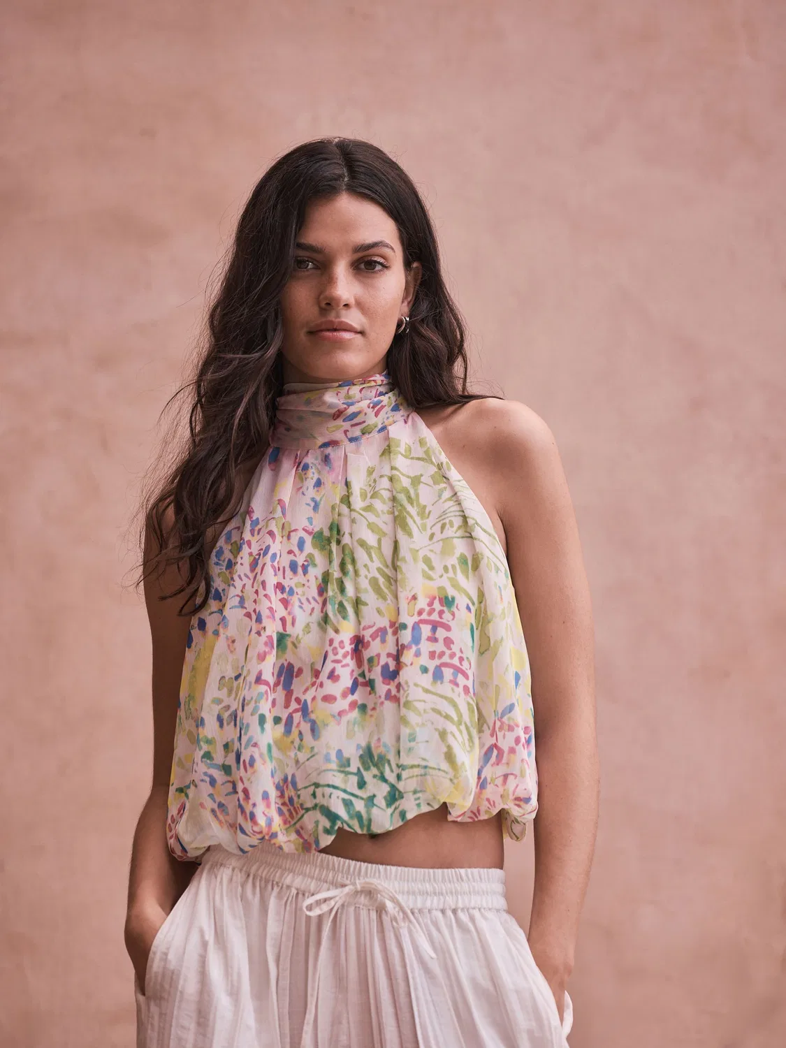 Топ с воланом National Trust X Next, Green/Pink Floral