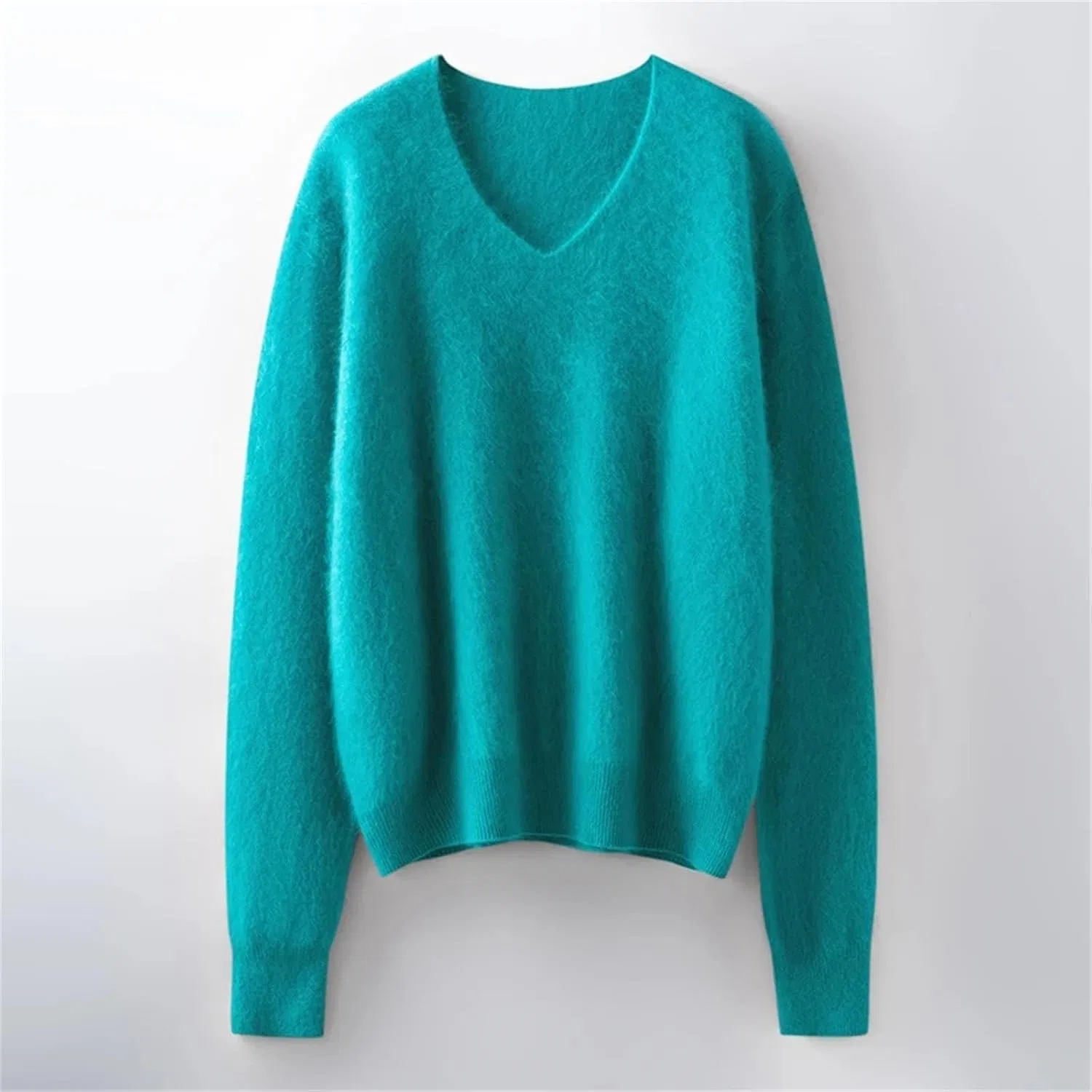 Женский пуловер с V-образным вырезом, с длинным рукавом, Cashmere Soft, розовый — фото 2