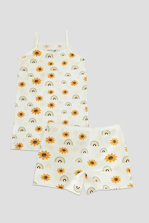 Детское нижнее белье для девочек хлопковое комплект 2 шт Premium Cotton Sunflower Patterned Combed Cotton Defne Baby, Colored