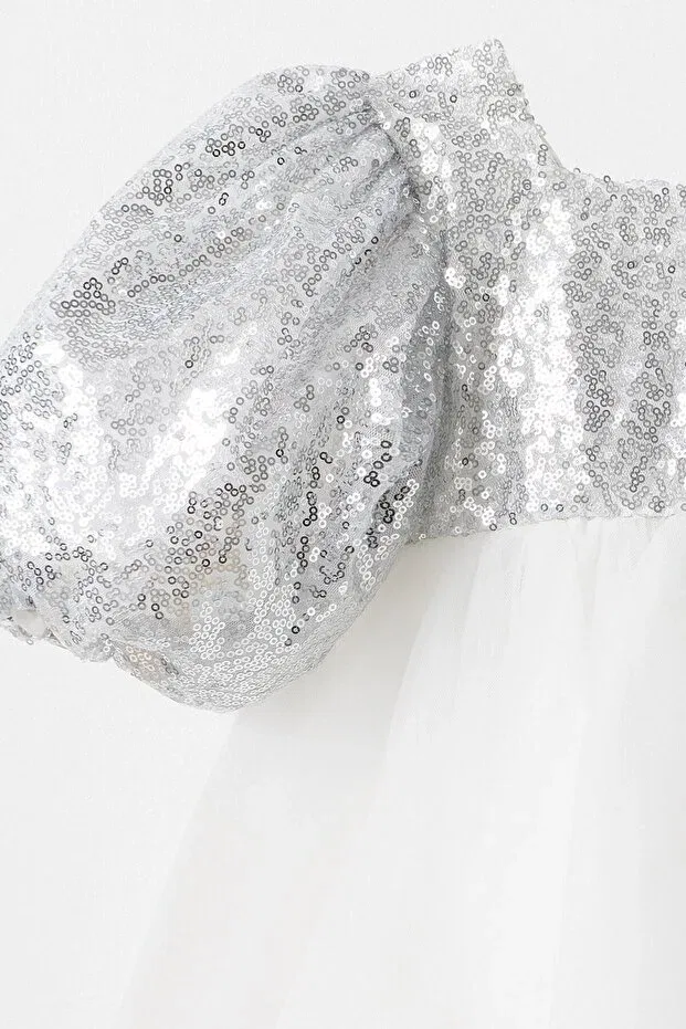 Детское платье для девочек с коротким рукавом Banamio, Silver — фото 2