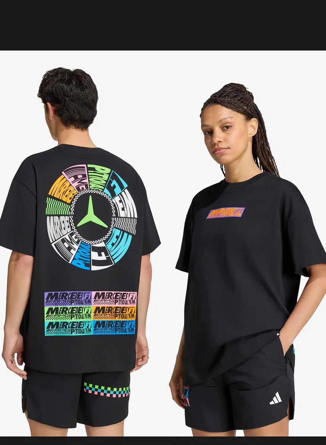 Футболка с принтом Mercedes lights on t-shirt Adidas, черный