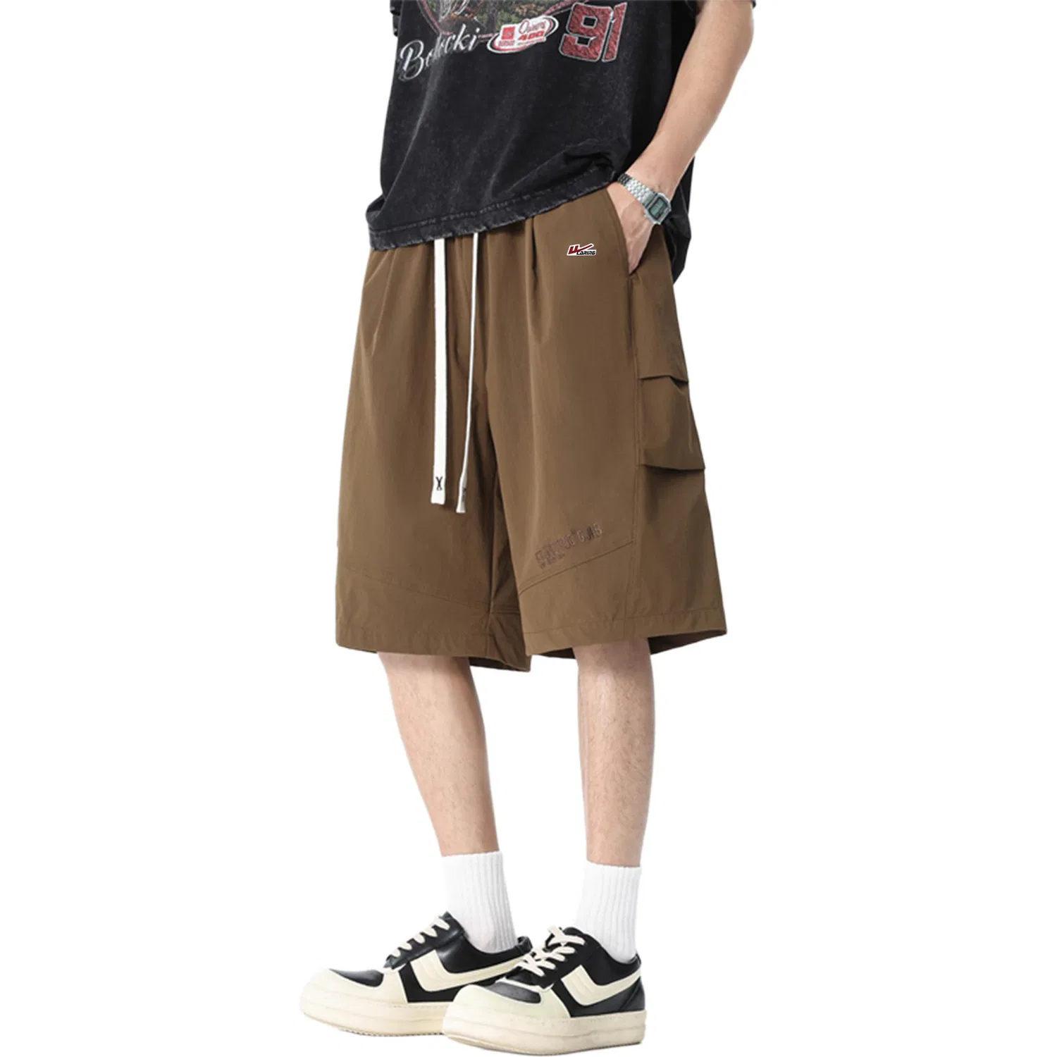 Детские шорты унисекс повседневные с принтом, Casual Shorts Unisex Moderate, WARRIOR, White Flower (DIY Badge) — фото 4