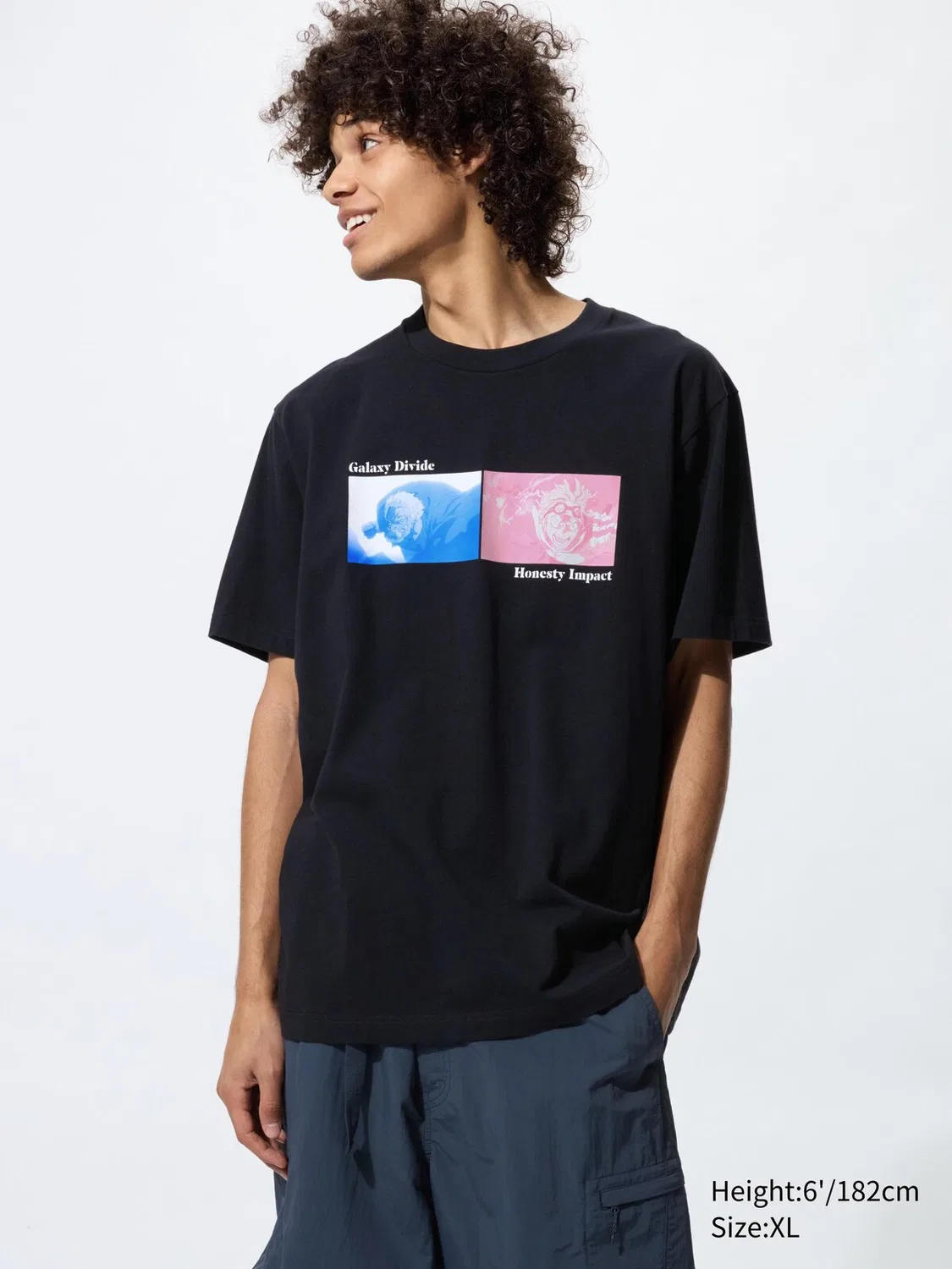 Футболка Uniqlo, с коротким рукавом и графическим принтом, черный — фото 2
