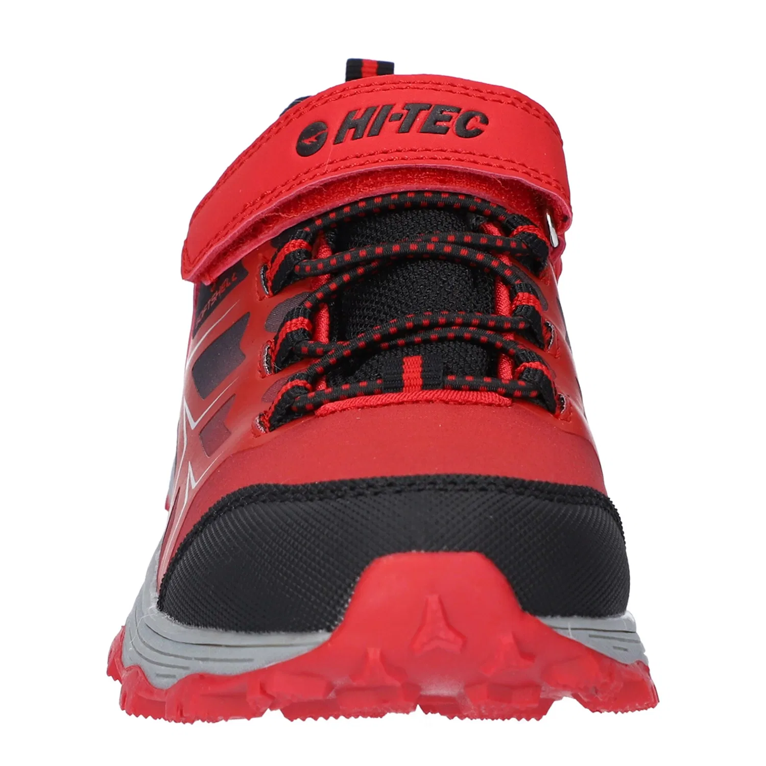 Детские кроссовки на шнуровке с защитой мыска и пятки Hi-Tec, Black/Red/Gravel