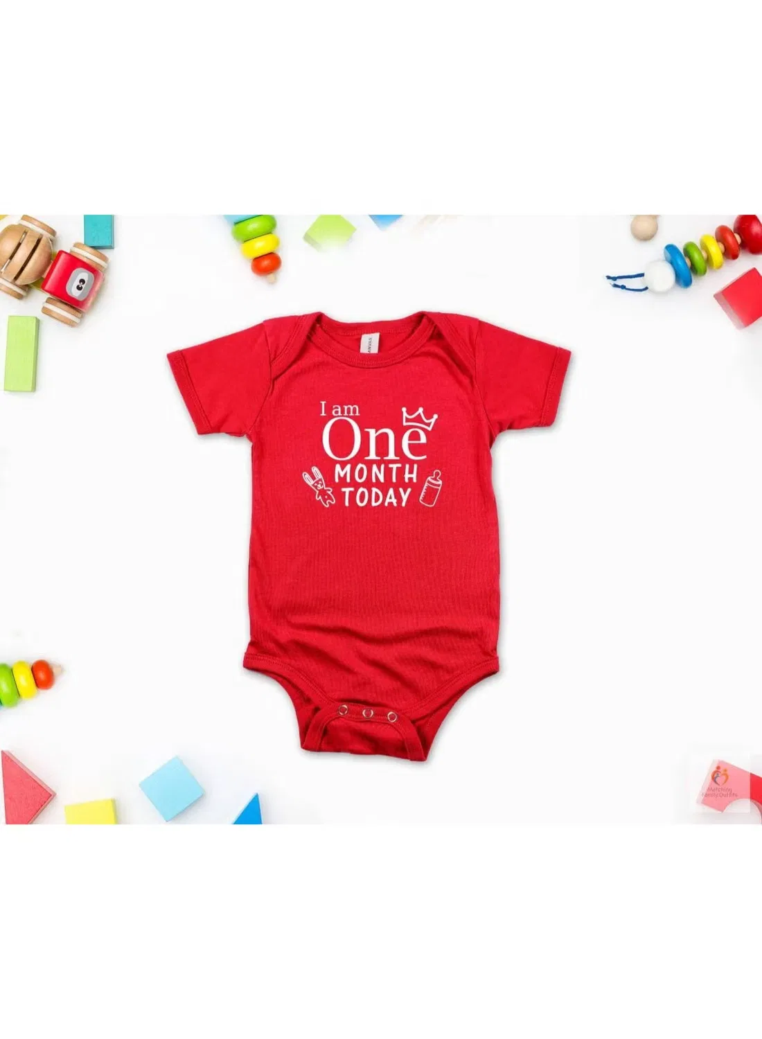 Боди-комбинезон с принтом хлопковый Milestone Matching Family Outfits, красный