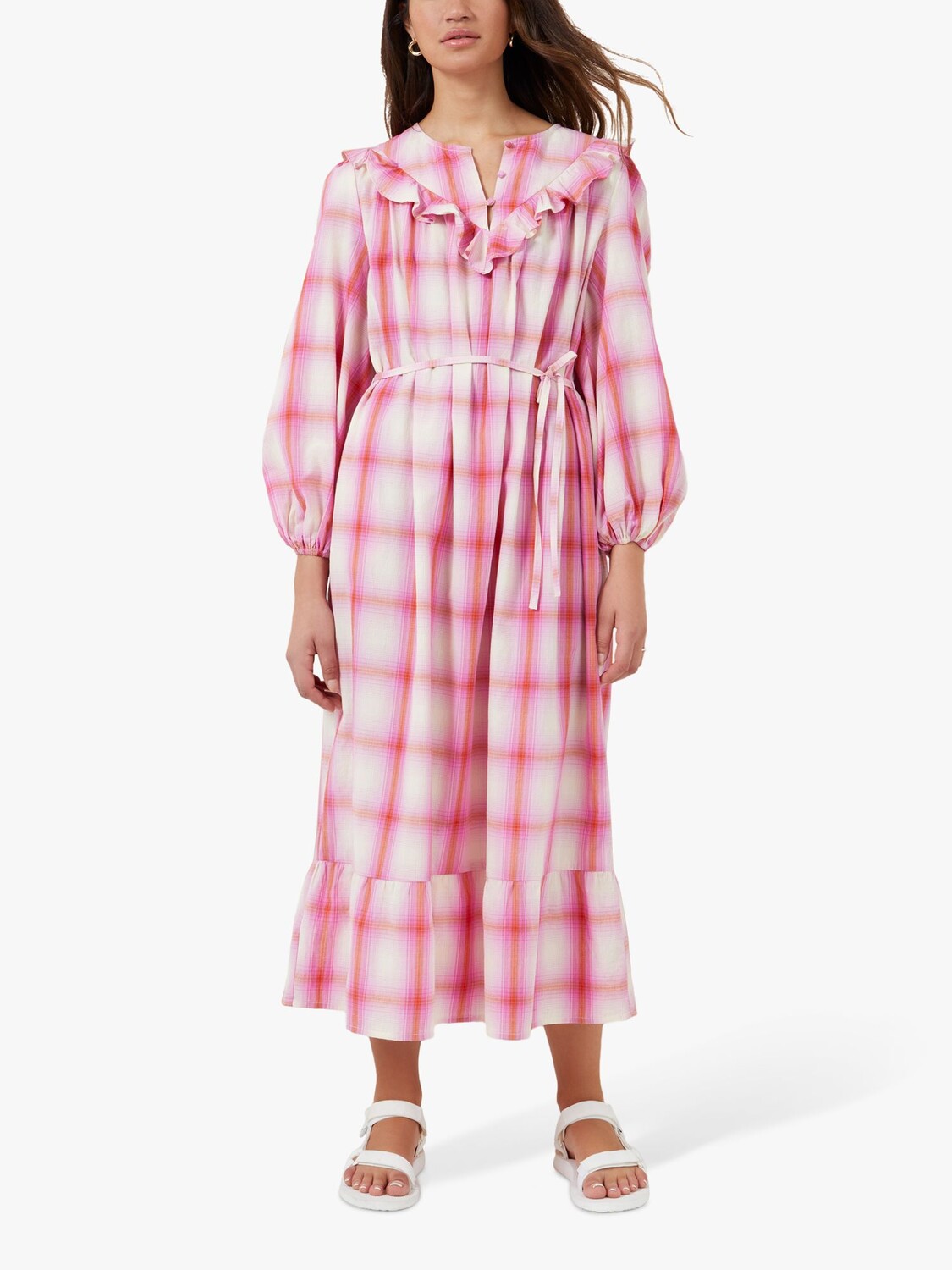 

Платье миди в клетку с поясом Great Plains Aruba, розовое, Розовый, Платье миди в клетку с поясом Great Plains Aruba, розовое