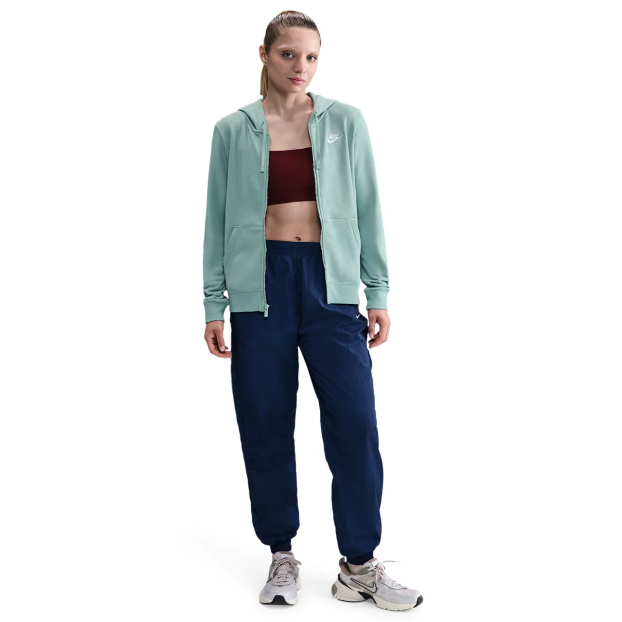 Женское худи на молнии Club Fleece Nike, цвет Cannon/White — фото 4