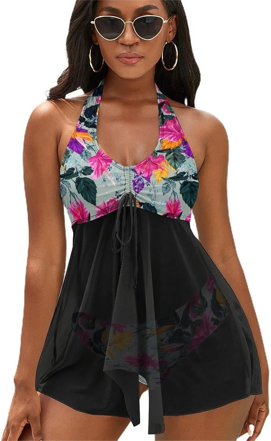 Женский купальный костюм с юбкой Plus Size, Style-1