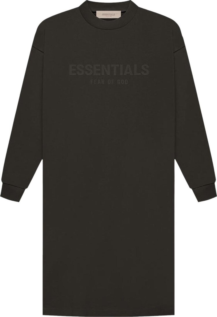 Платье Fear of God Essentials Long-Sleeve Tee Dress 'Off Black', черный
