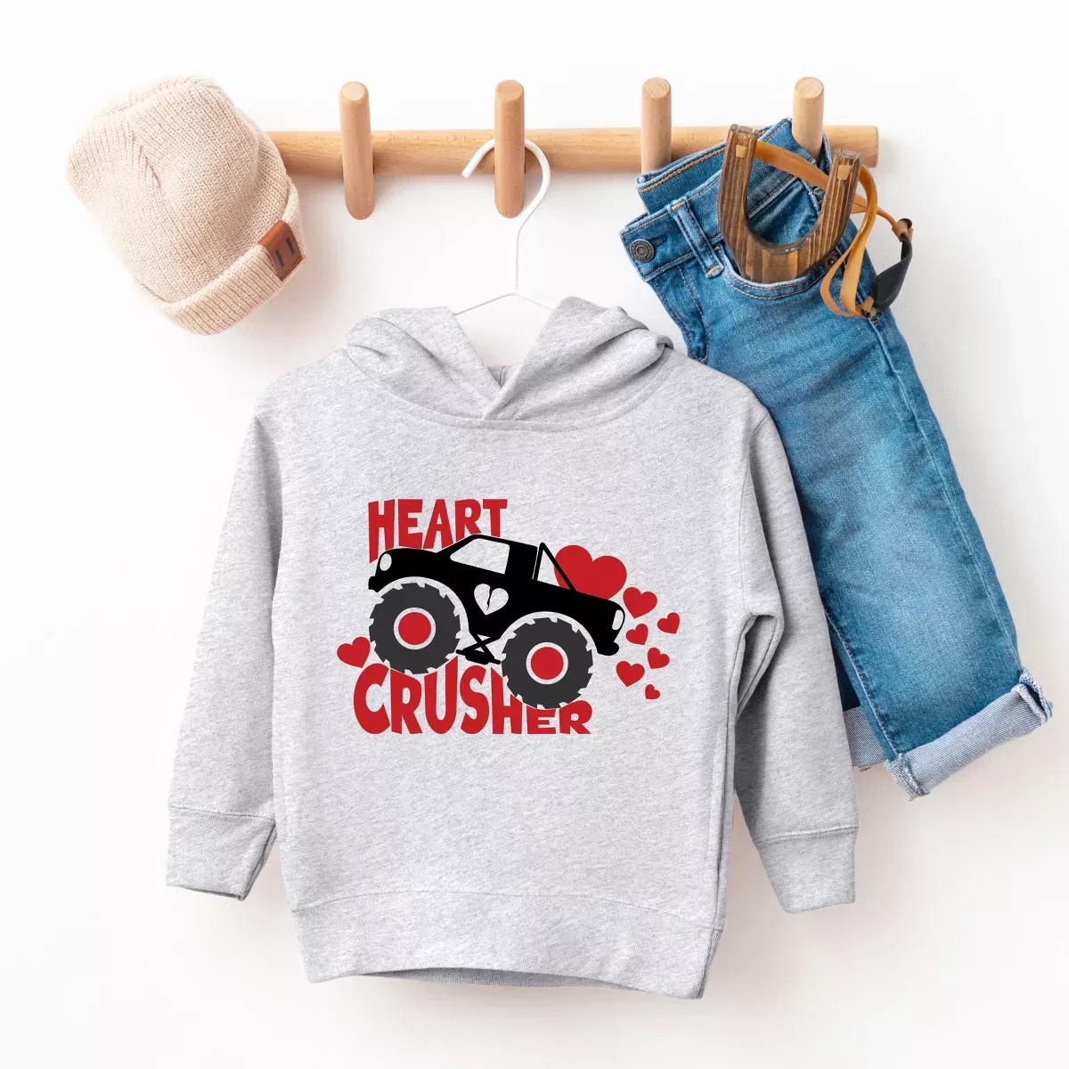 Детское худи с принтом Heart Crusher The Juniper Shop, Heather Grey — фото 3