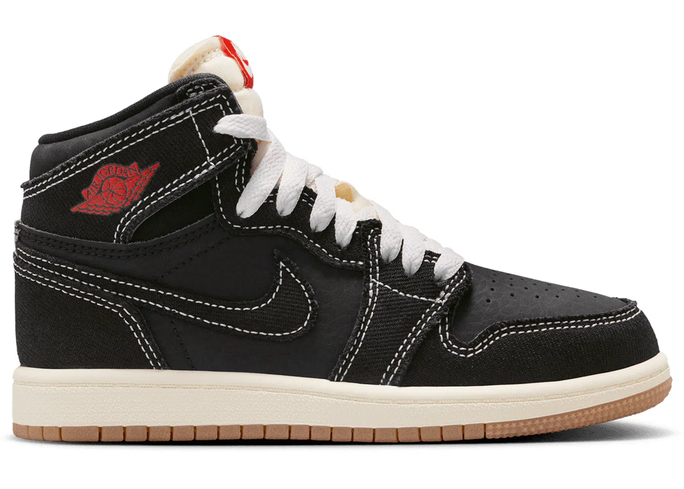 Детские кроссовки Lifestyle с принтом Jordan 1 Retro High OG Flight Club Jordan, Black/Sail/Gum Medium Brown/University Red