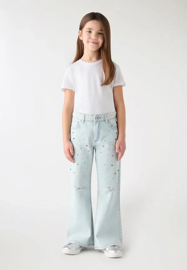 Брюки джинсовые с пайетками Applicazioni Terranova Blue Denim Chiaro, светло-голубой