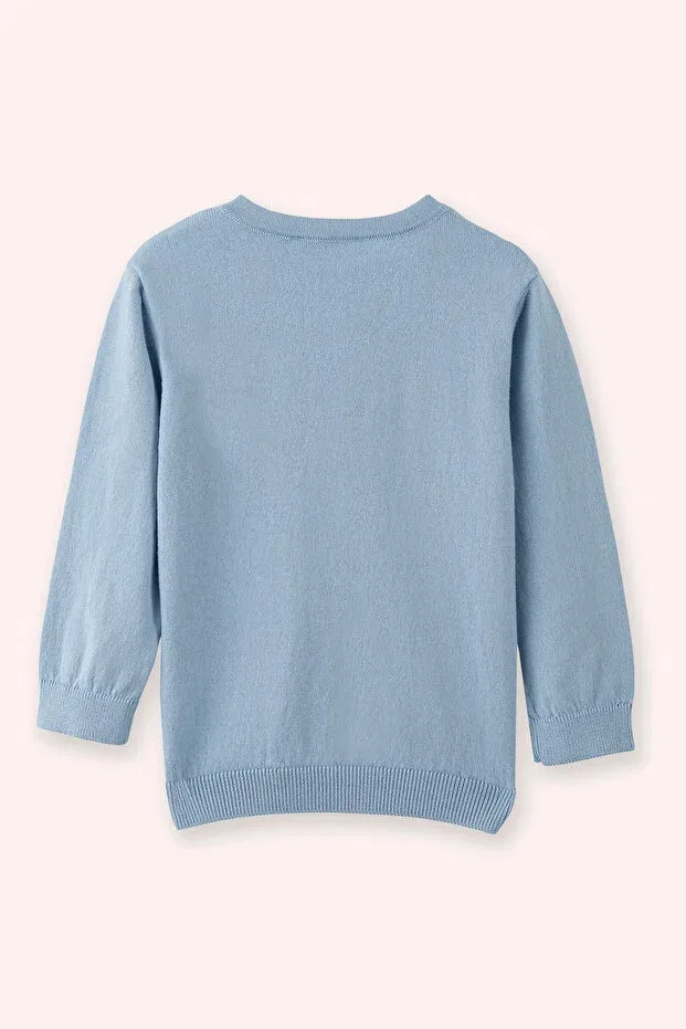 Детский кардиган с принтом Newborn cherry detailed buttoned knitwear blue cardigan Panço, 013-Blue — фото 3