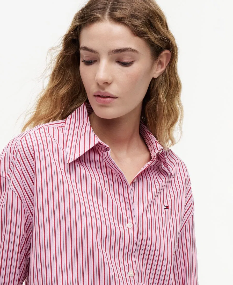 Рубашка с длинным рукавом, свободного кроя Tommy Hilfiger, Pink Multi Stripe — фото 3