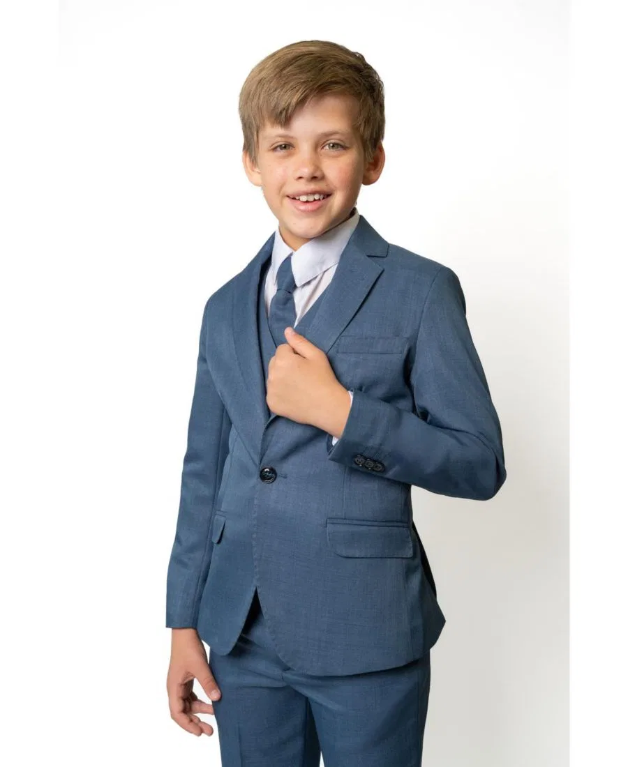 Костюм из 5 предметов Slim Fit с рубашкой, галстуком, пиджаком, жилетом и брюками Peanut Butter Collection, Jean Blue — фото 3