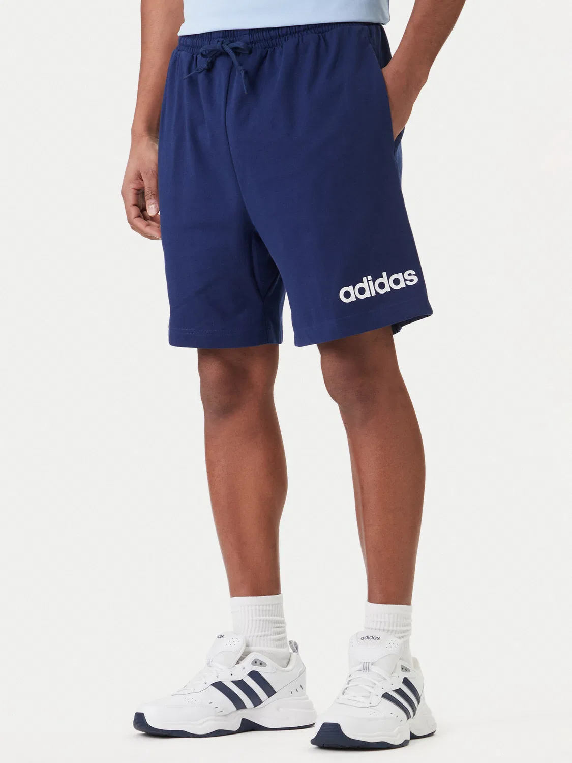 Мужские спортивные шорты стандартного кроя Essentials Linear Adidas, темно-синий