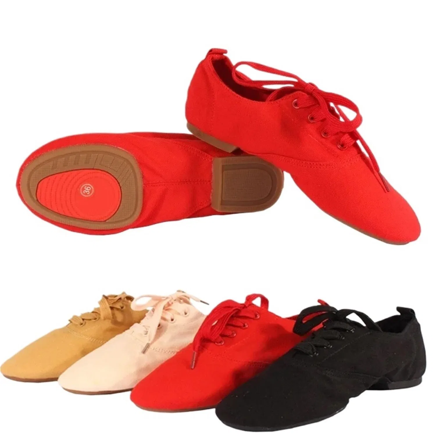 Детские танцевальные туфли на шнуровке NRBMZYEN NRBMZYEN, Black Suede Sole — фото 2