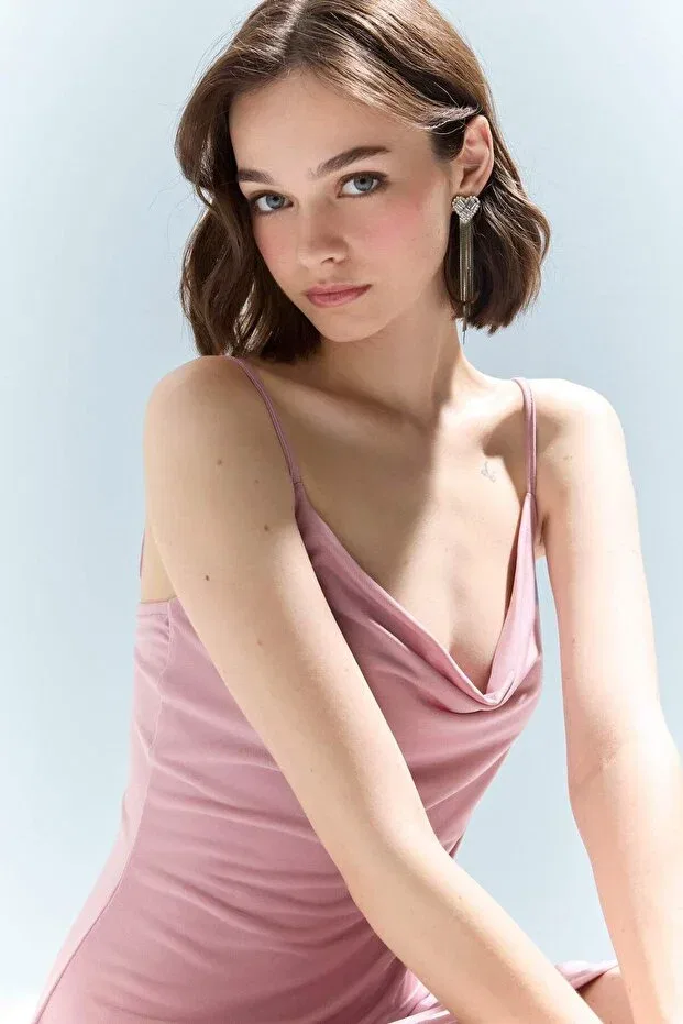 Детское платье для девочек с принтом Degaje collar strap mini dress Defacto, Pink — фото 2