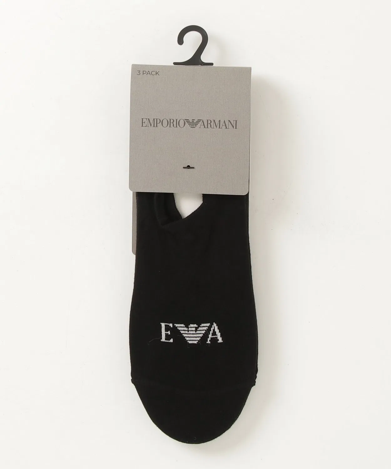 Мужские носки-следки с монограммой, набор из 3 пар EMPORIO ARMANI, Black — фото 3