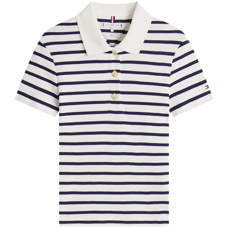 Поло на пуговицах Tommy Hilfiger, Navy Blue White Stripes 0BA