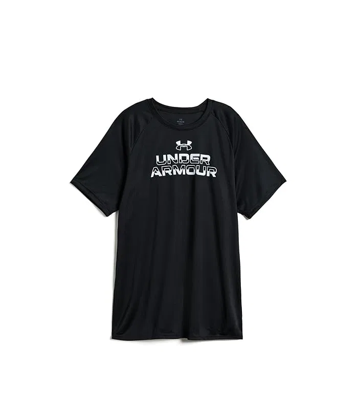 Футболка Tech Split Wordmark детская Under Armour Kids, Purple Luxe/White