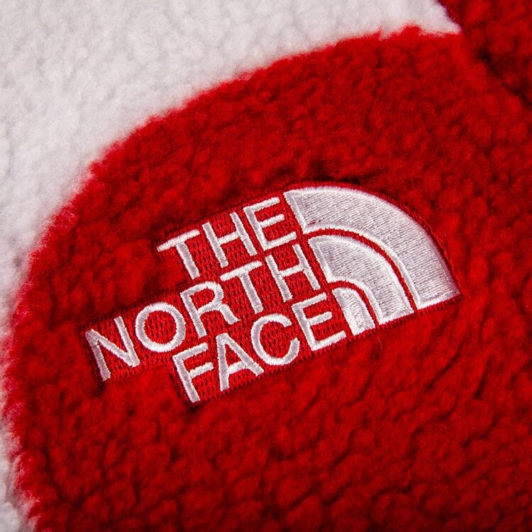 Куртка Supreme x The North Face S Logo Hooded Fleece Jacket 'Red', красный — фото 4