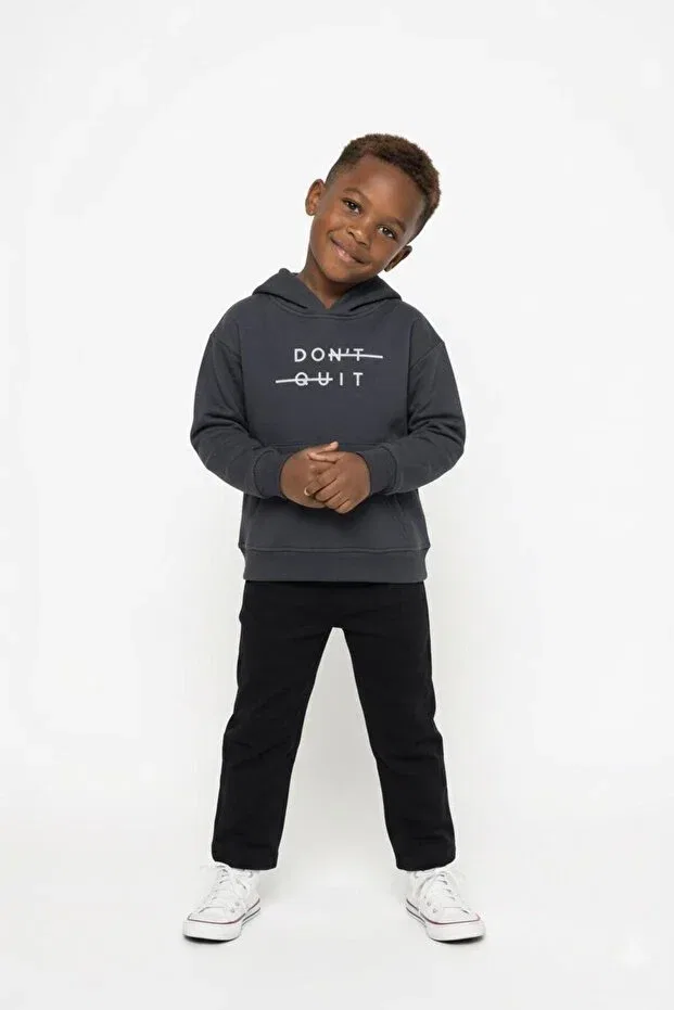 Детское худи для мальчиков с принтом Hooded kangaroo sweat Miababy, Smoked