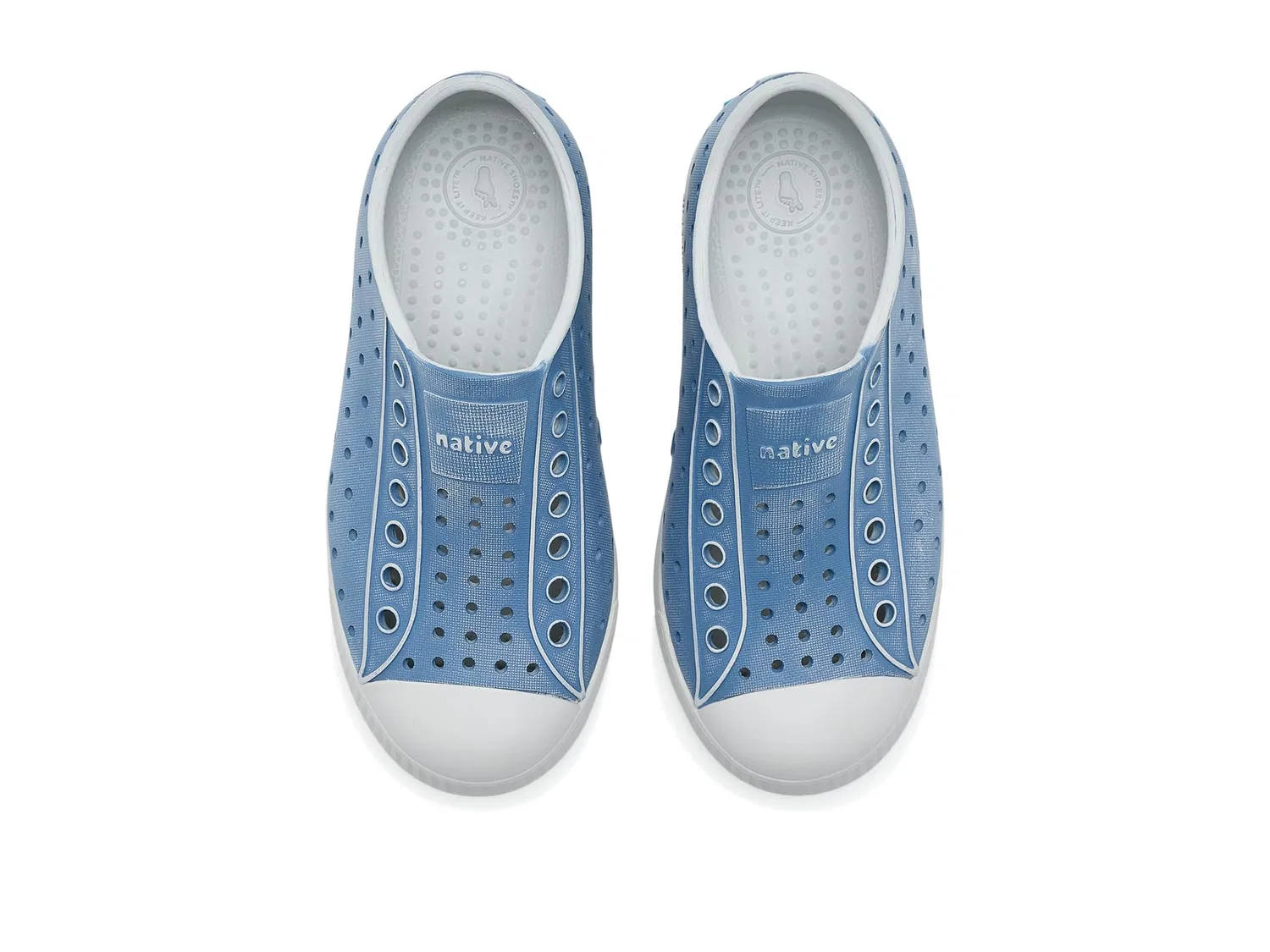 Кроссовки Jefferson Stonewash (для маленьких и больших детей) Native Shoes Kids, Dawn Blue/Dawn Blue/Oasis Brushed — фото 3