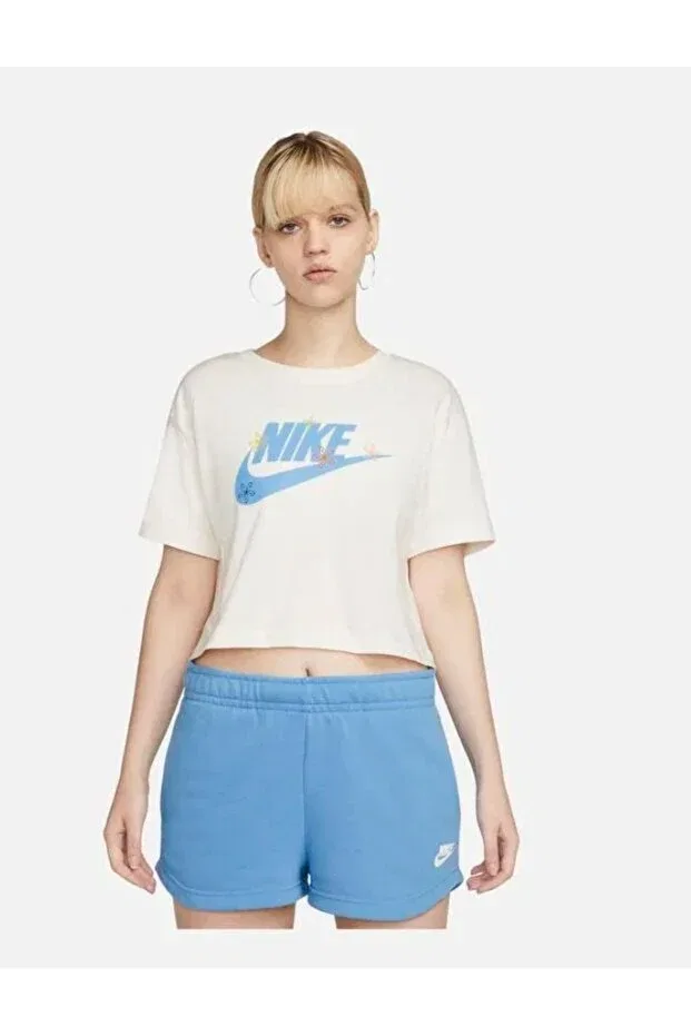Женская футболка с принтом Sportswear Futura Flover Graphic Crop T-Shirt Nike, Nude Color