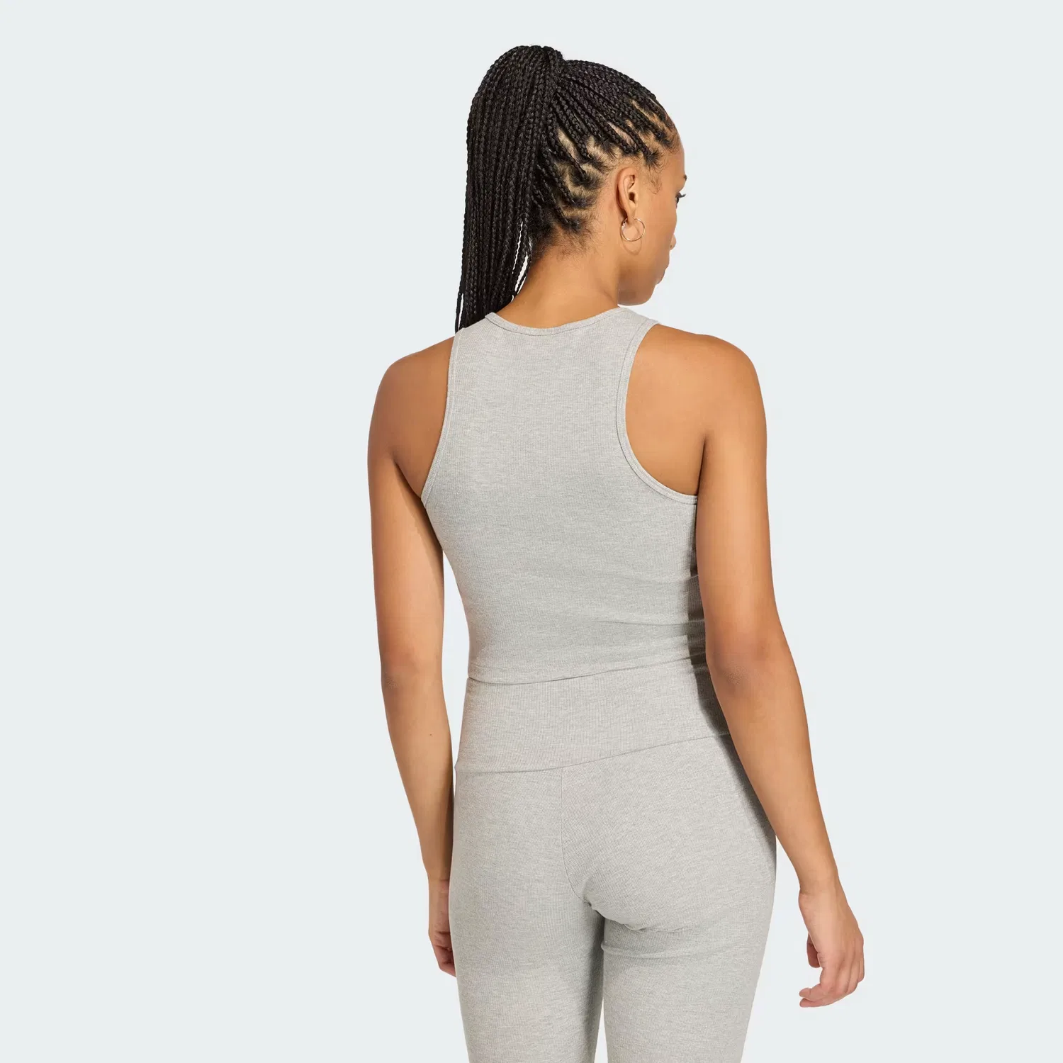 Женская майка в рубчик Essentials Rib Tank Top Adidas Originals, серая меланжевая — фото 2