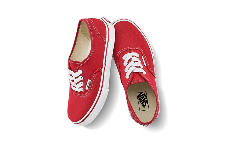 Детские кеды для скейтбординга с принтом Authentic Vans, Red — фото 4