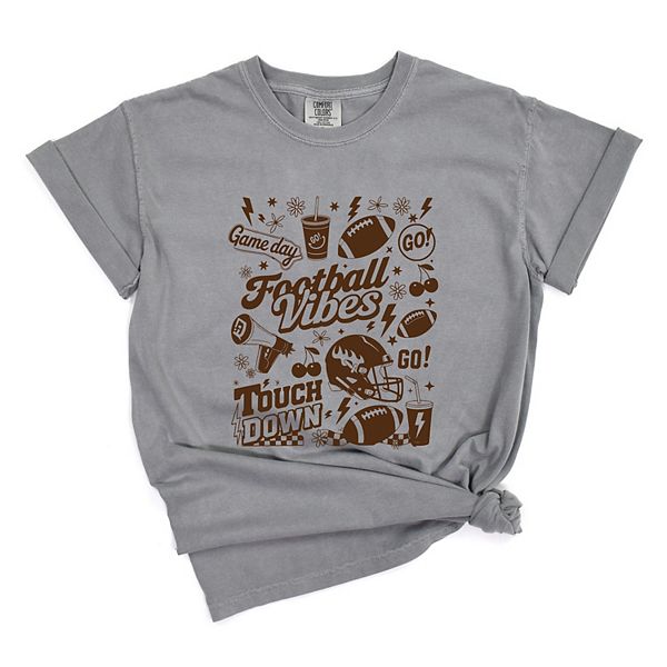 

Футболка женская garment dyed с принтом football vibes touchdown collage Simply Sage Market, Grey