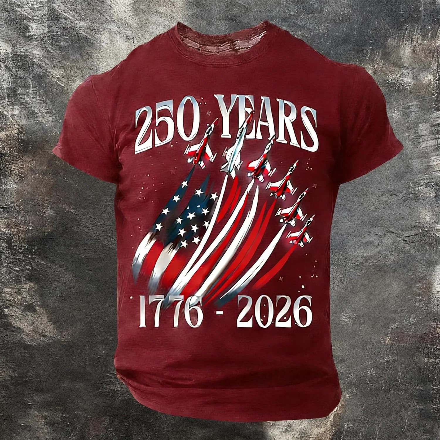 Мужская футболка с американским флагом 250th Anniversary, Wine — фото 2