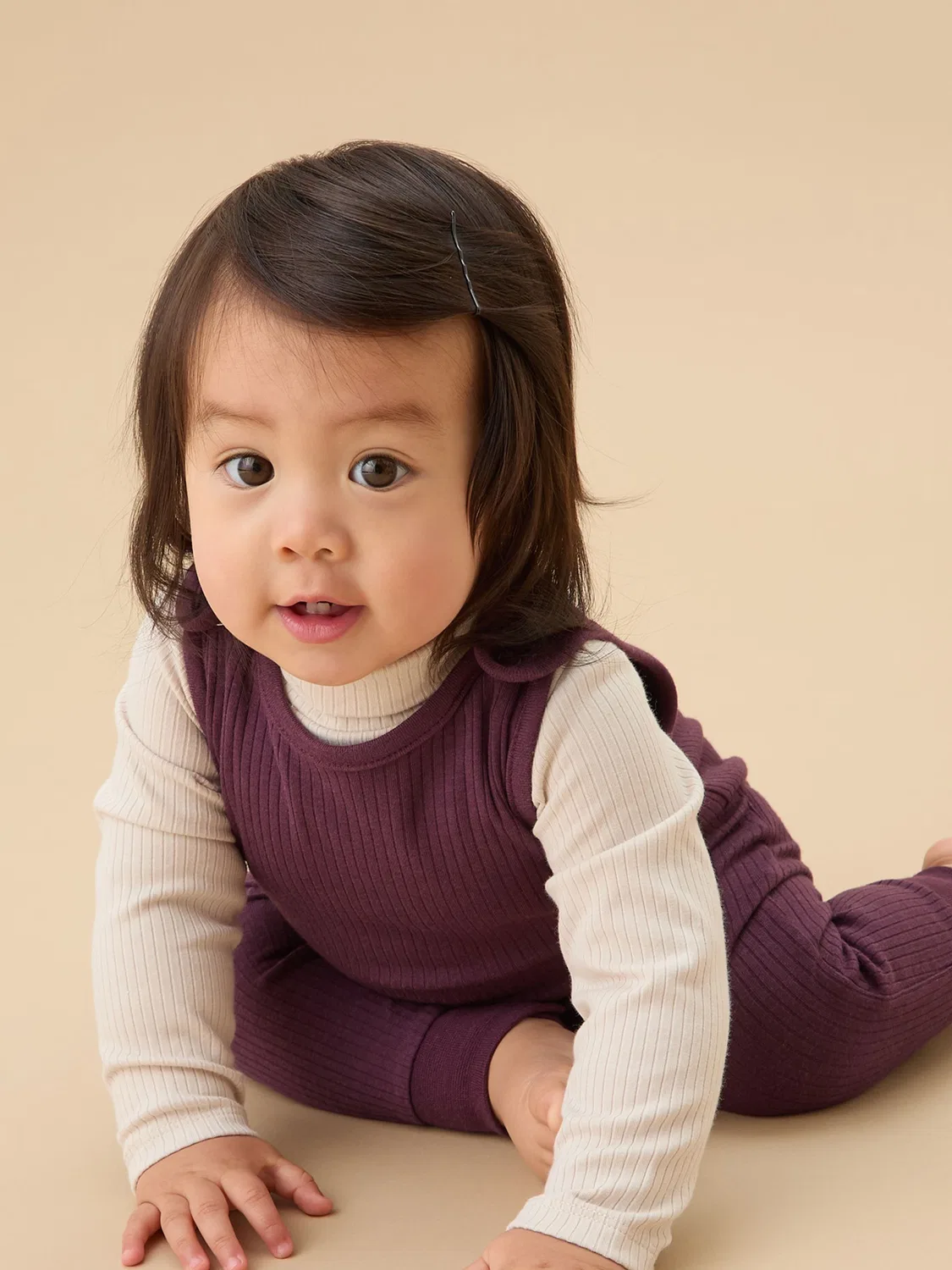 Комбинезон-боди рифленый, модель Romper Dungarees Mori, фиолетовый — фото 2