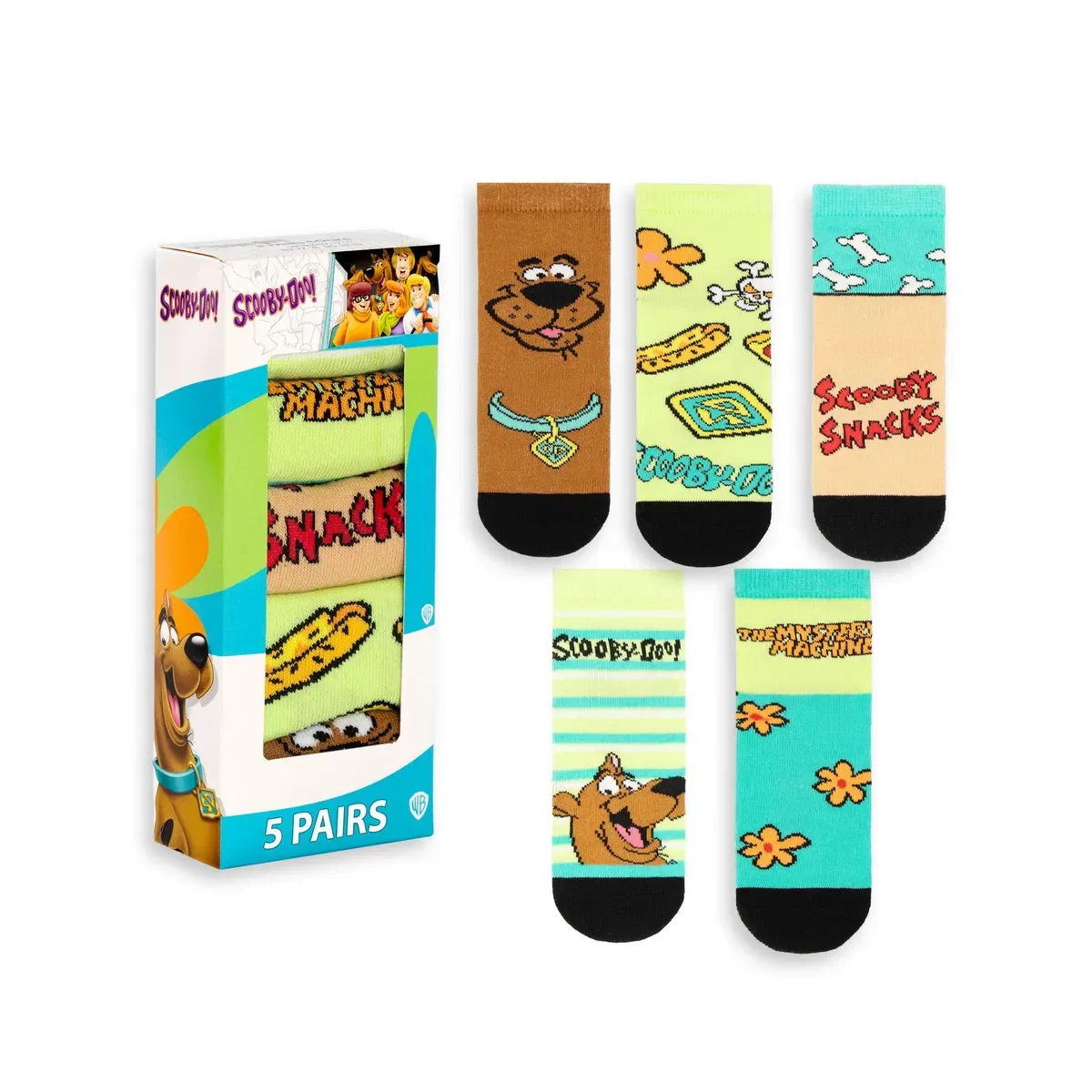 Детские носки до икры с персонажем Scooby Doo, комплект из 5 пар, Multi