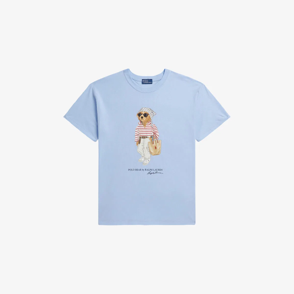 Хлопковая футболка с коротким рукавом и принтом медведя Polo Ralph Lauren, светло-голубой