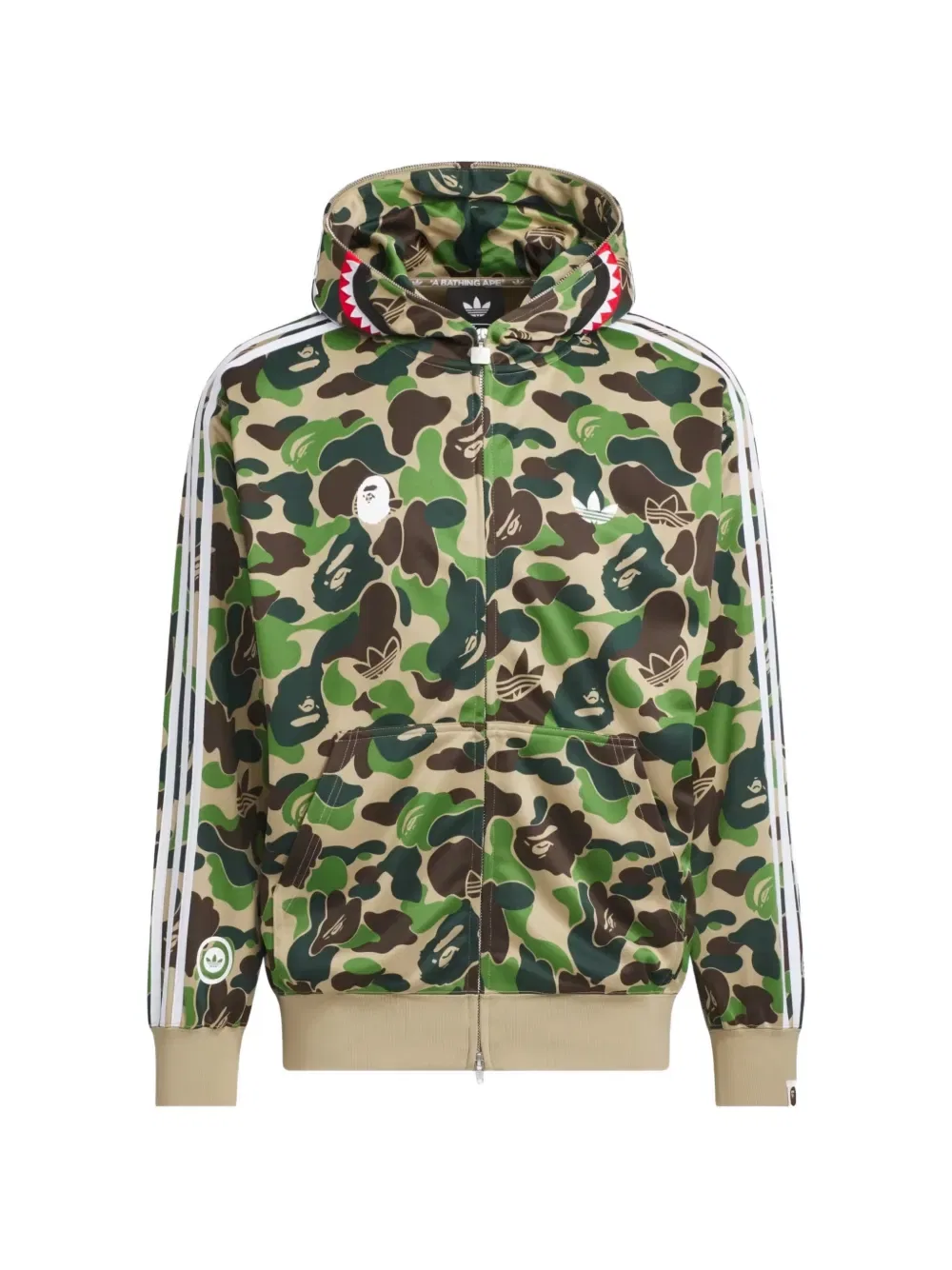 Толстовка с капюшоном Adidas, зеленый/коричневый