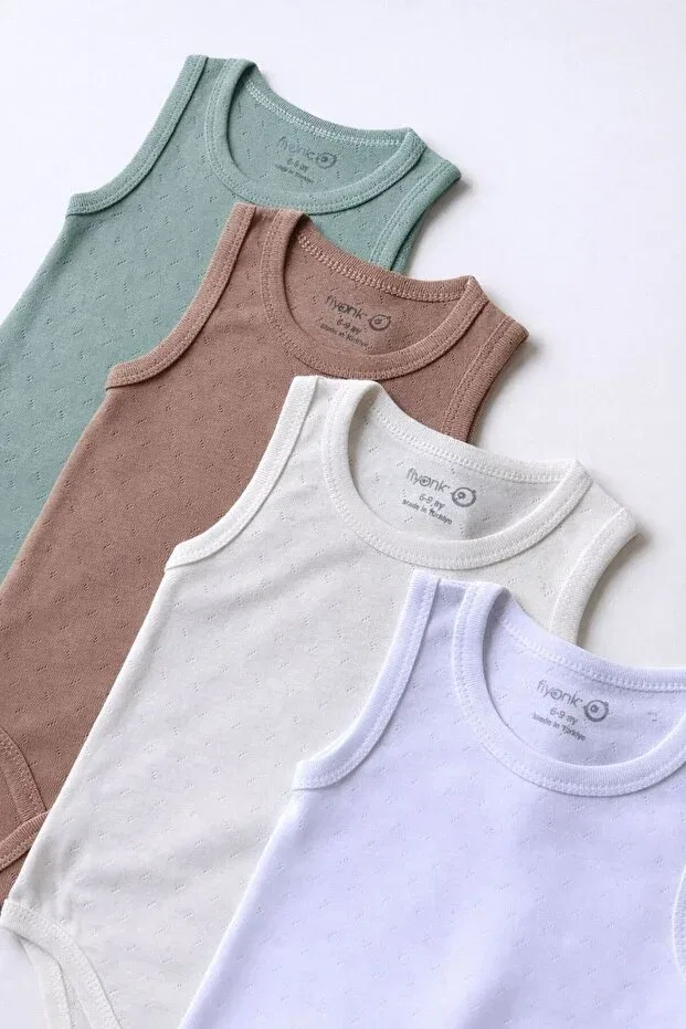 Детское боди-комплект из 4 предметов с жаккардом Efu Baby, Multicolor — фото 4